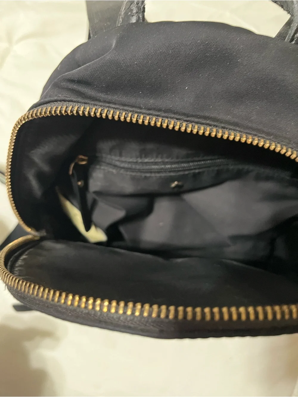 kate spade Black Nylon Mini Backpack with Gold Accents